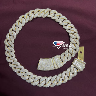 23MM Lab Diamond 14K Yellow Gold Moisic Miami Cuban Link Chain