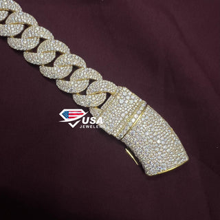 23MM Lab Diamond 14K Yellow Gold Moisic Miami Cuban Link Chain