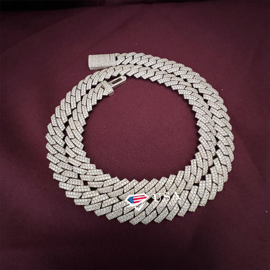 10MM VVS Lab Diamond 925 Sterling Silver Cuban link Chain