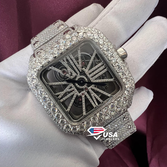 41MM VVS Moissanite Diamond Skeleton Watch