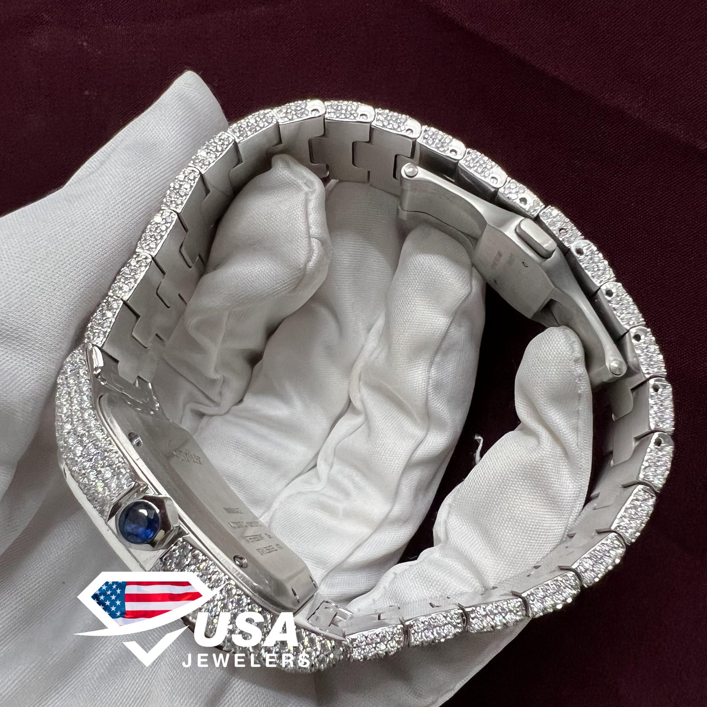 41MM VVS Moissanite Diamond Roman Red Dial Watch