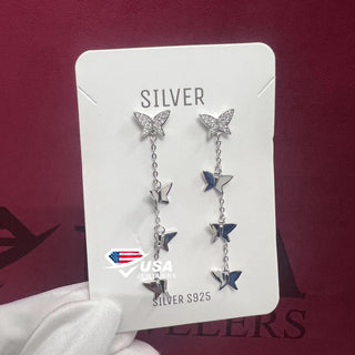 Estele Fancy Butter Fly Shape VVS Moissanite Diamond Drop Earrings