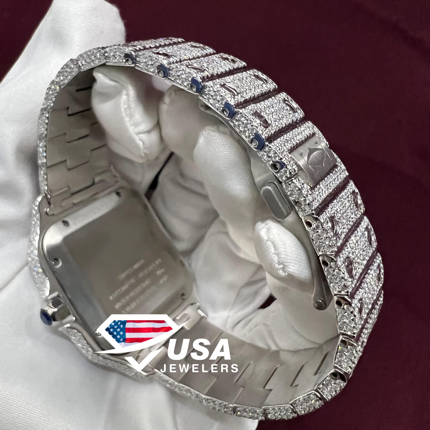 41MM VVS Moissanite Diamond Roman Red Dial Watch