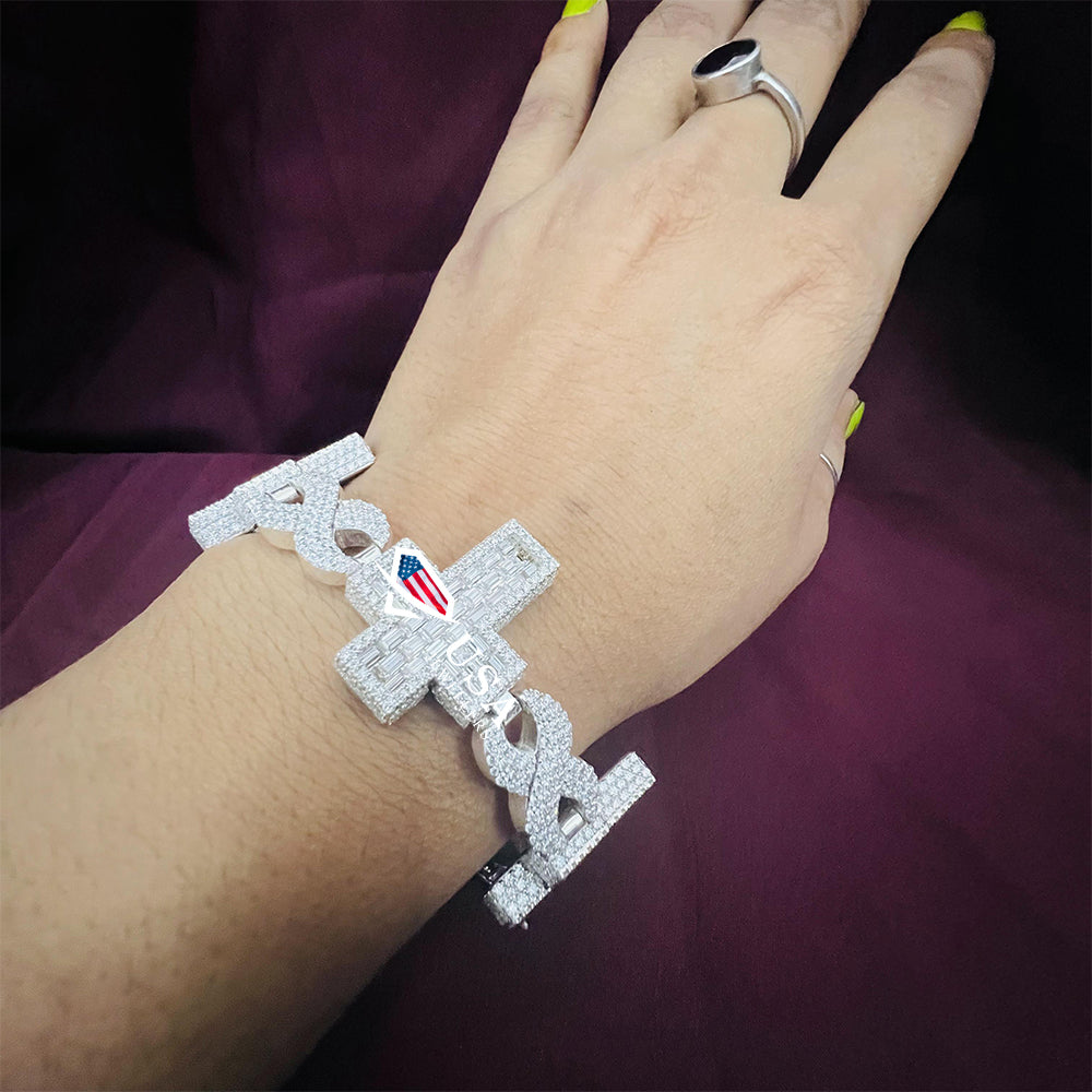 Fully Iced out CROSS Lab Diamond 10KT Gold Hip hop Bracelet