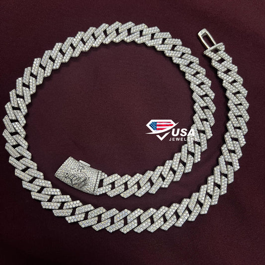 16MM Customised Claps VVS Lab Diamond 14K Gold Miami Cuban Chain