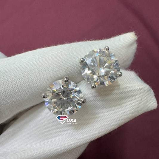 9 mm D VVS2 Lab Grown Diamond 18KT White Gold Stud Earring For Unisex