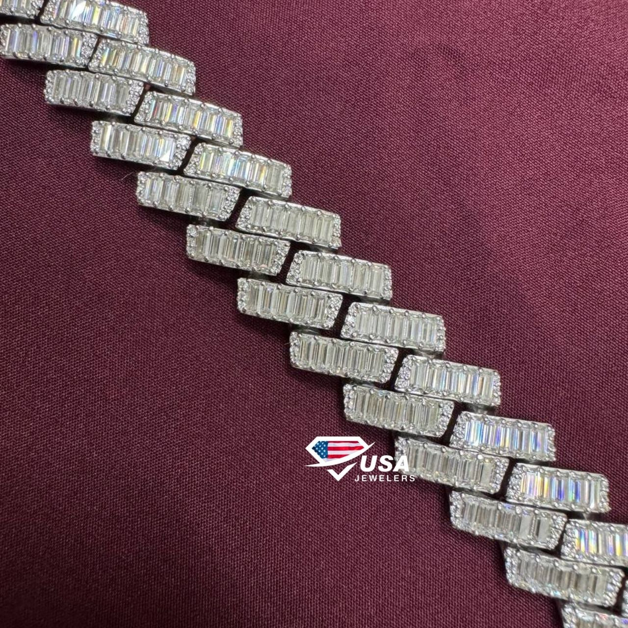 18mm VVS Lab Grown Diamond 925 Sterling Silver Miami Cuban Bracelet for men