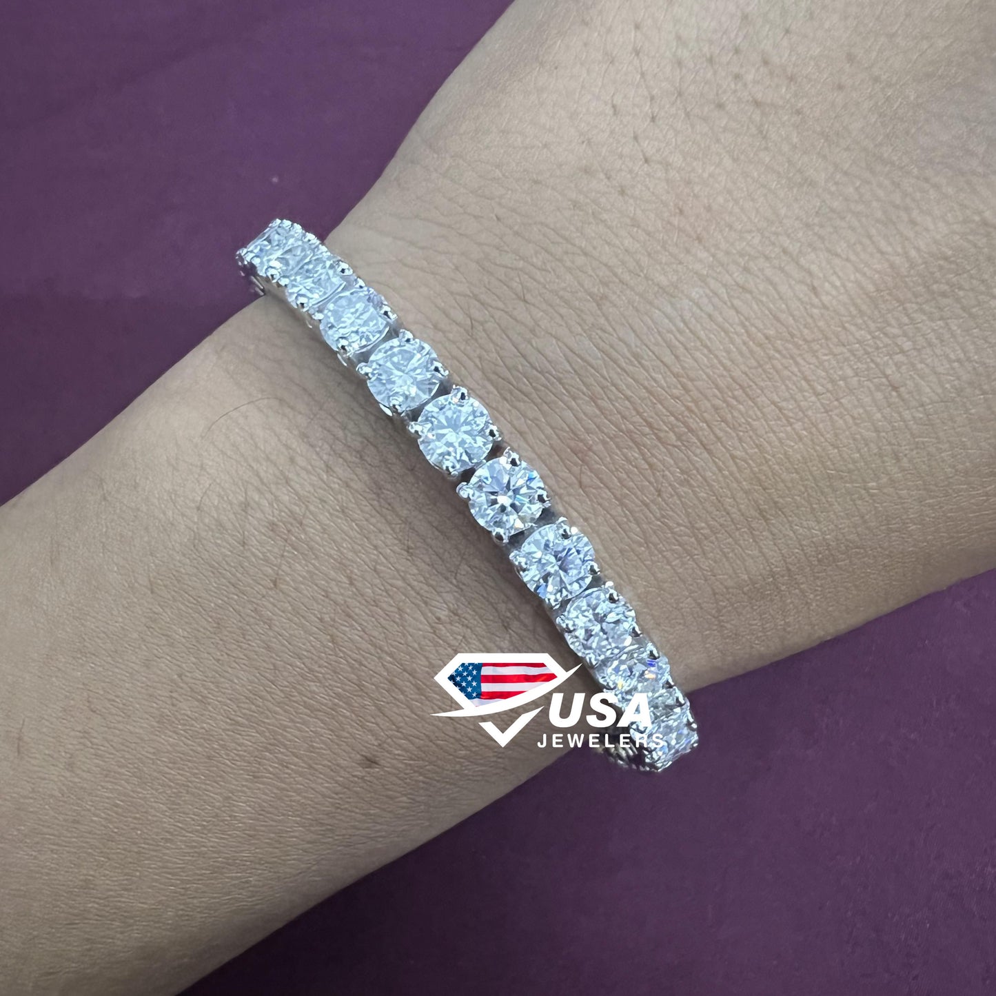 6mm Round Lab Diamond 14K Gold Tennis Bracelet for unisex