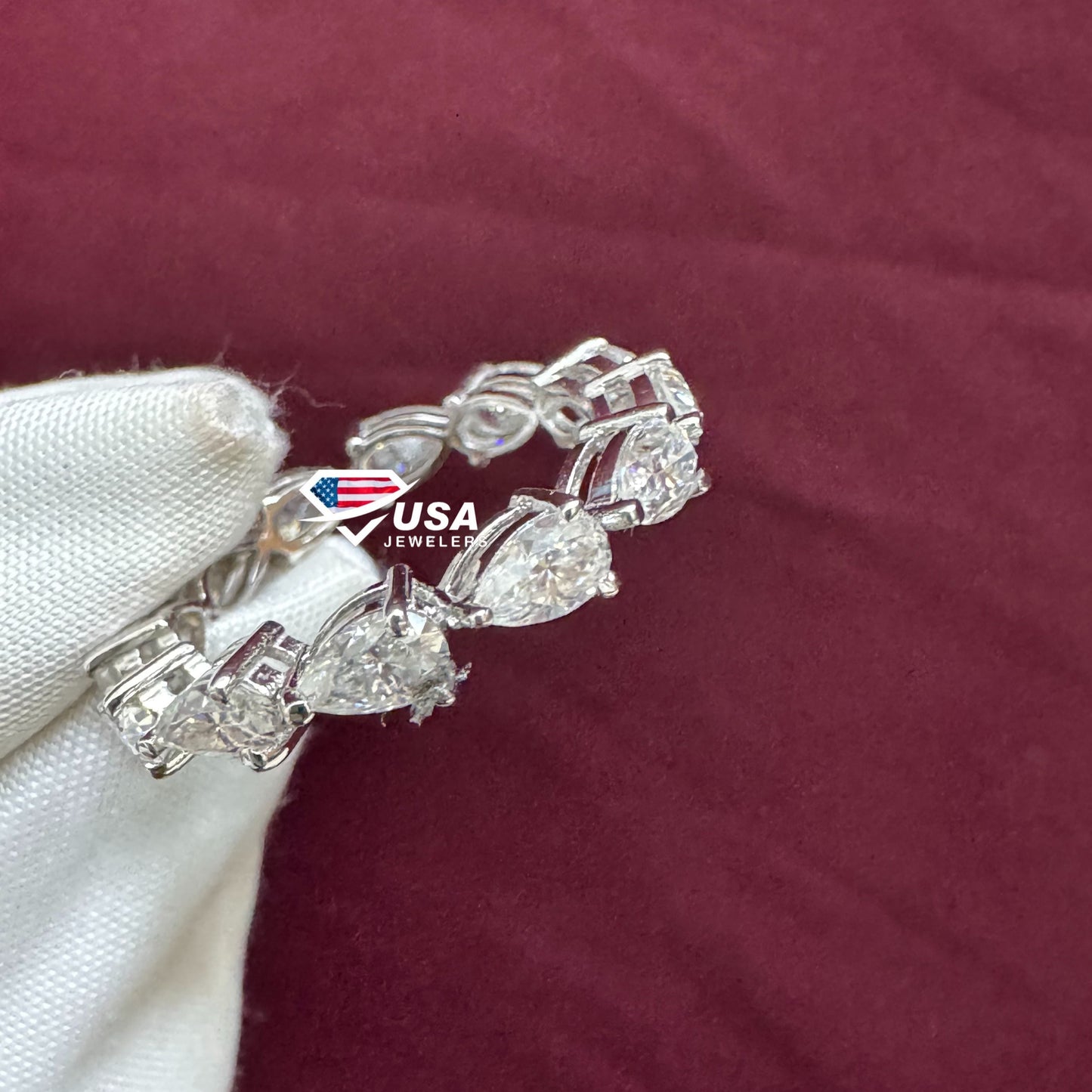 VVS lab Diamond Pear Cut Full Eternity Engagement Band
