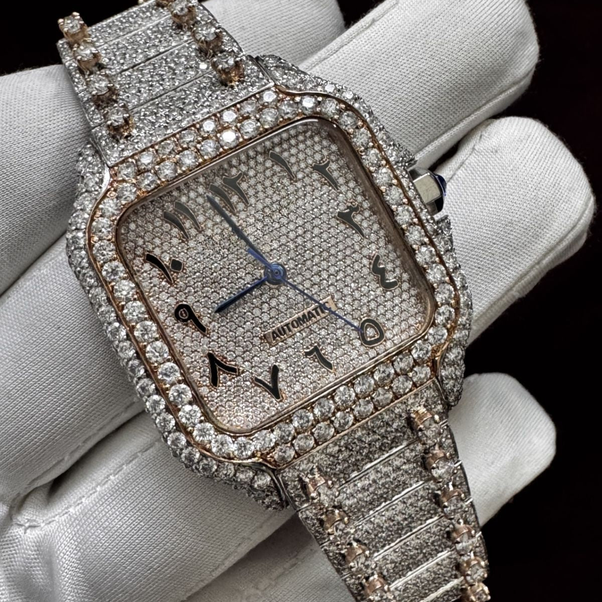 36mm VVS Moissanite Diamond Roman Arabic Dial Women's Wrist Watch