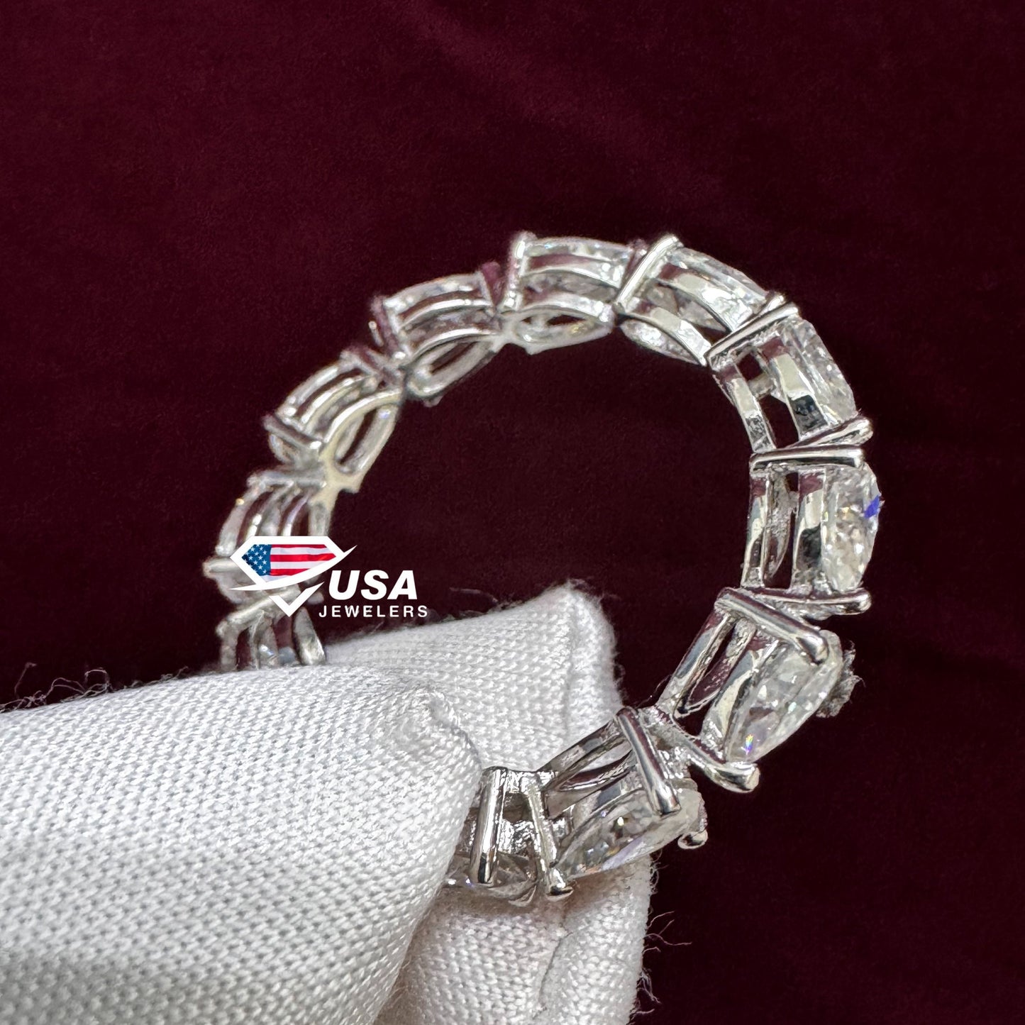 VVS lab Diamond Pear Cut Full Eternity Engagement Band