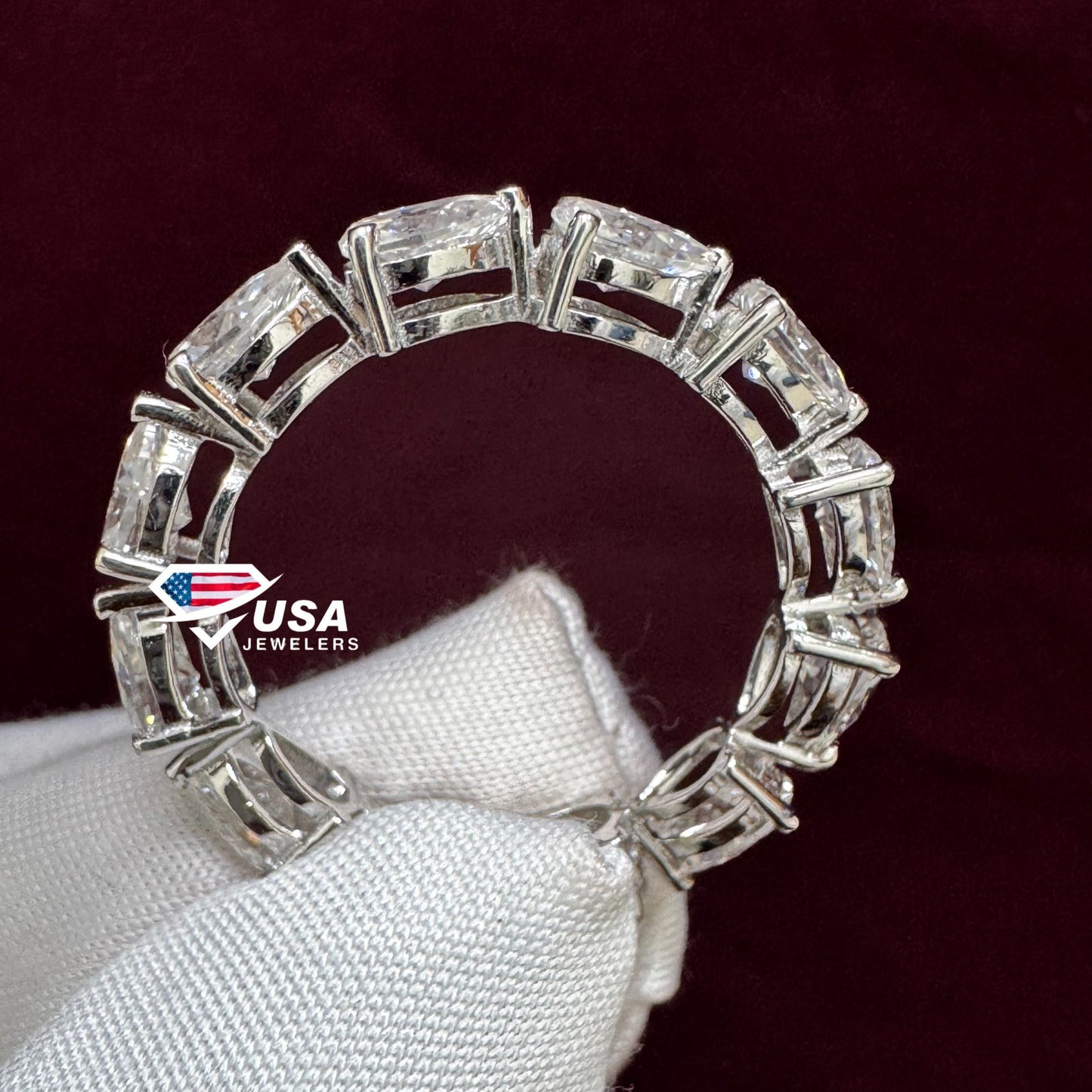 VVS lab Diamond Pear Cut Full Eternity Engagement Band