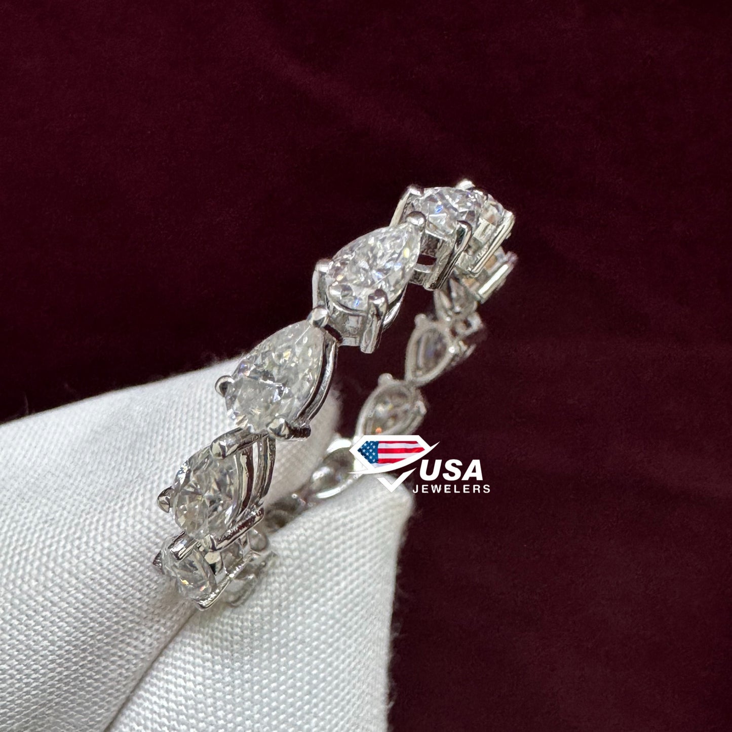 VVS lab Diamond Pear Cut Full Eternity Engagement Band