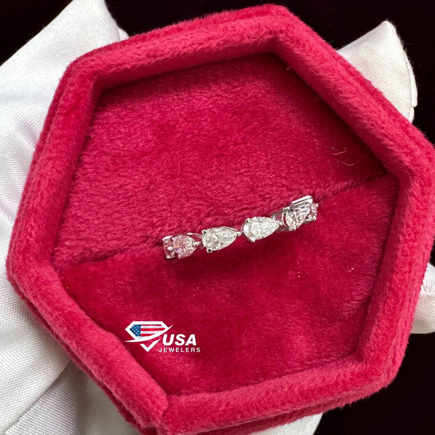 VVS lab Diamond Pear Cut Full Eternity Engagement Band