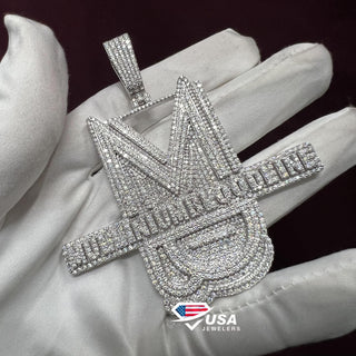 Fully Iced Out Hip Hop Custom Brand Logo Pendant For Men