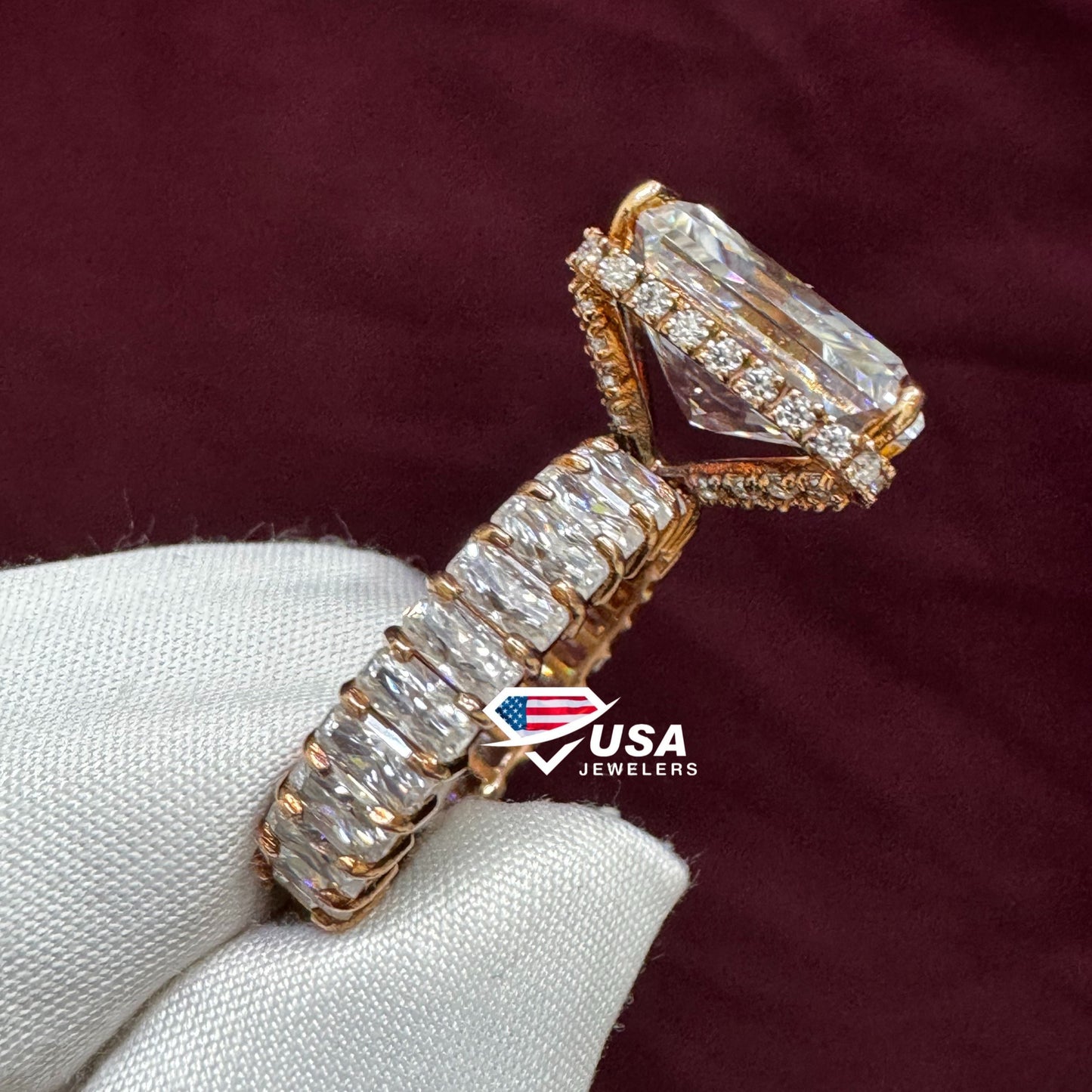 IGI Certified Radiant Cut Full Eternity Lab Diamond Wedding Ring