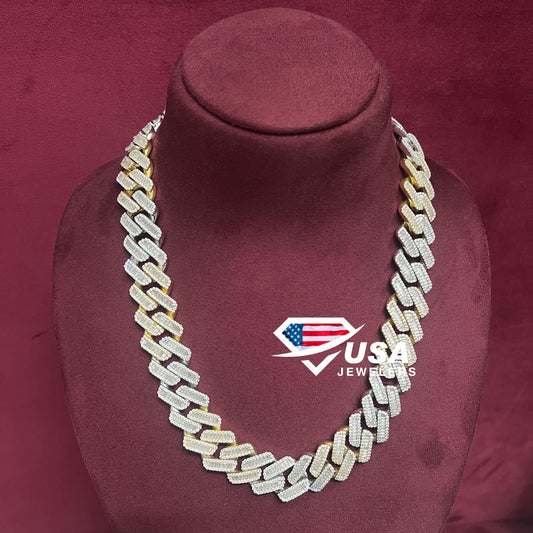 20MM VVS Moissanite Baguette Miami Cuban Link Chain