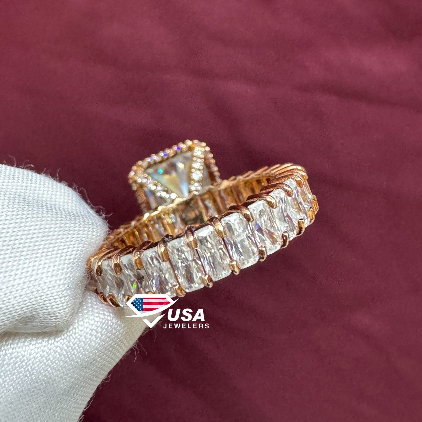 IGI Certified Radiant Cut Full Eternity Lab Diamond Wedding Ring