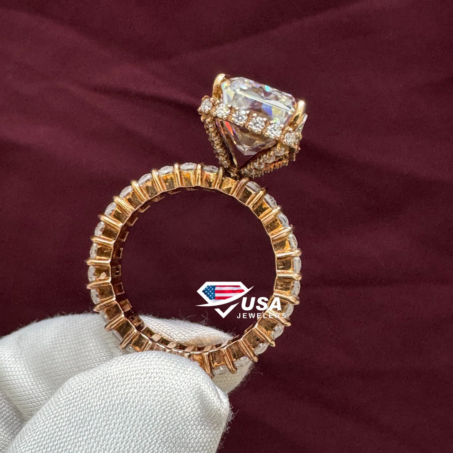 IGI Certified Radiant Cut Full Eternity Lab Diamond Wedding Ring