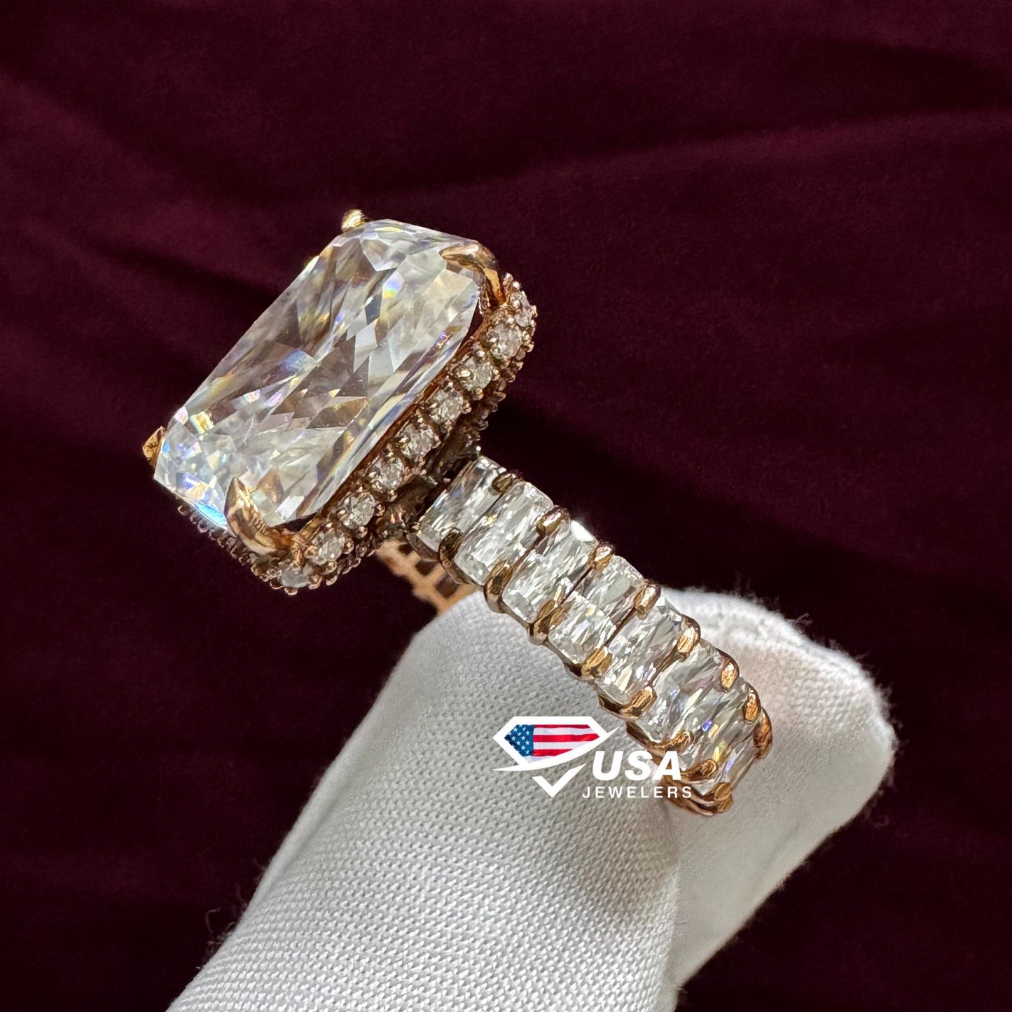 IGI Certified Radiant Cut Full Eternity Lab Diamond Wedding Ring