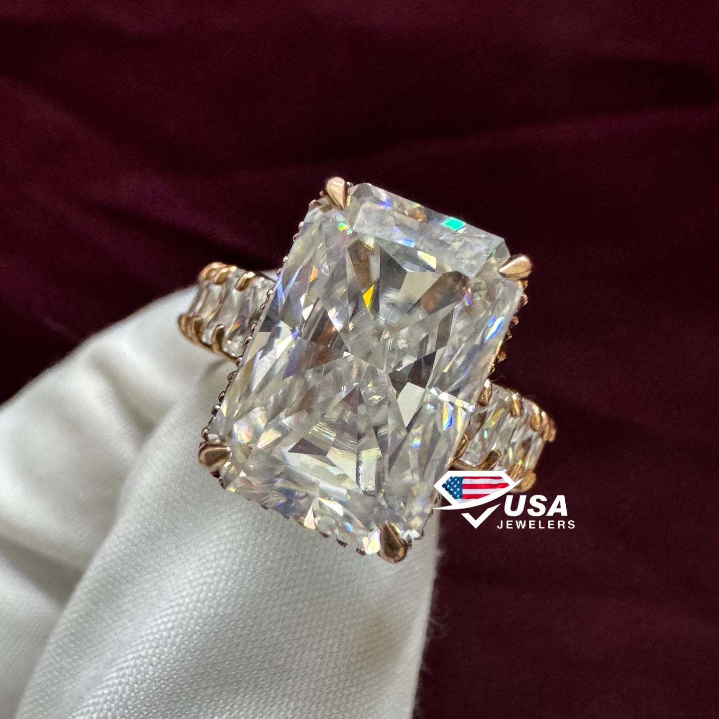 IGI Certified Radiant Cut Full Eternity Lab Diamond Wedding Ring