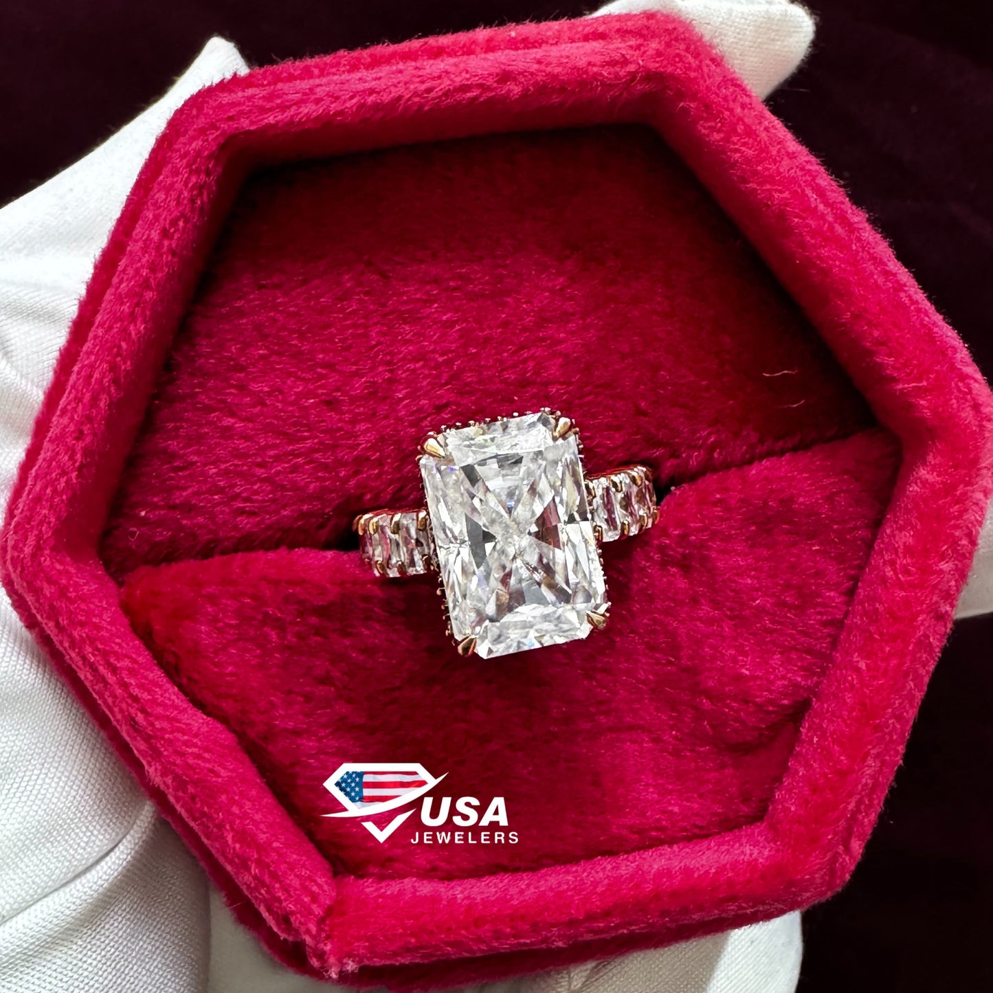 IGI Certified Radiant Cut Full Eternity Lab Diamond Wedding Ring